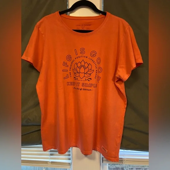 Life is Good Women’s Orange/Mango Short Sleeve T-Shirt, Keep It Simple, Size XL - Picture 9 of 10
